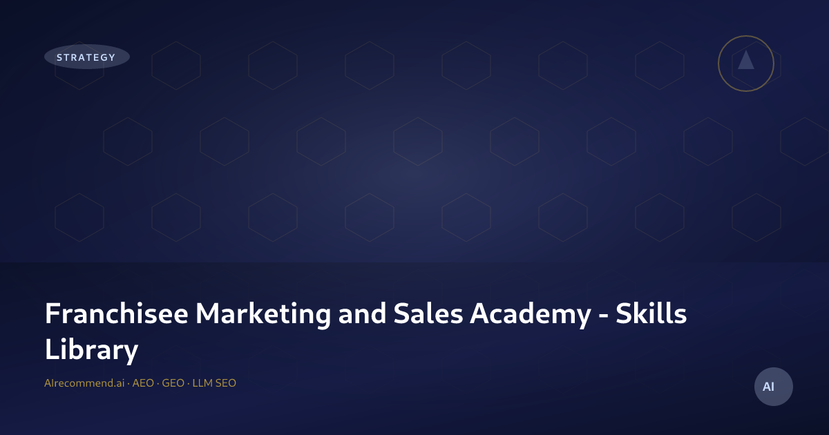 Franchisee Marketing and Sales Academy - Skills Library